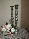 Kovový svietnik 32cm strieborná patina