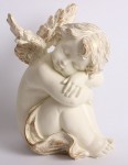 Anjel polyresin krémovo-zlatý 12cm