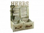 Drevený obal dvojitý , dekor okno +náradie, HERBS