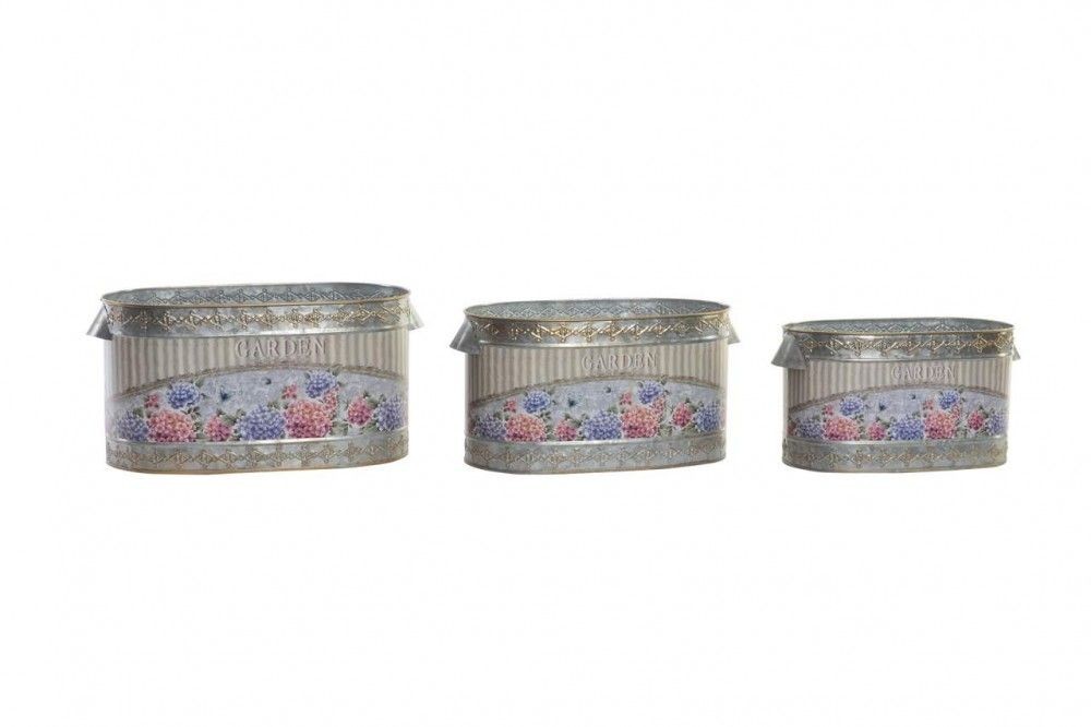 Kovový kvetináč-obal 35X18X17,3cm hortenzia S/3