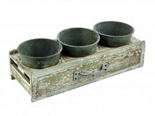 Plechové obaly v drevenej krabičke, Vintage 33,5x13x8