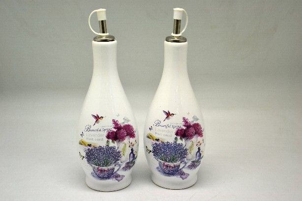 Fĺašky na ocot a olej 2*460ML, keramika BEAUTIFUL SPRING