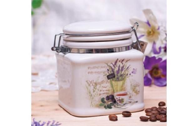 Keramická dóza s kovovým aroma-uzáverom 0,43L levandulová